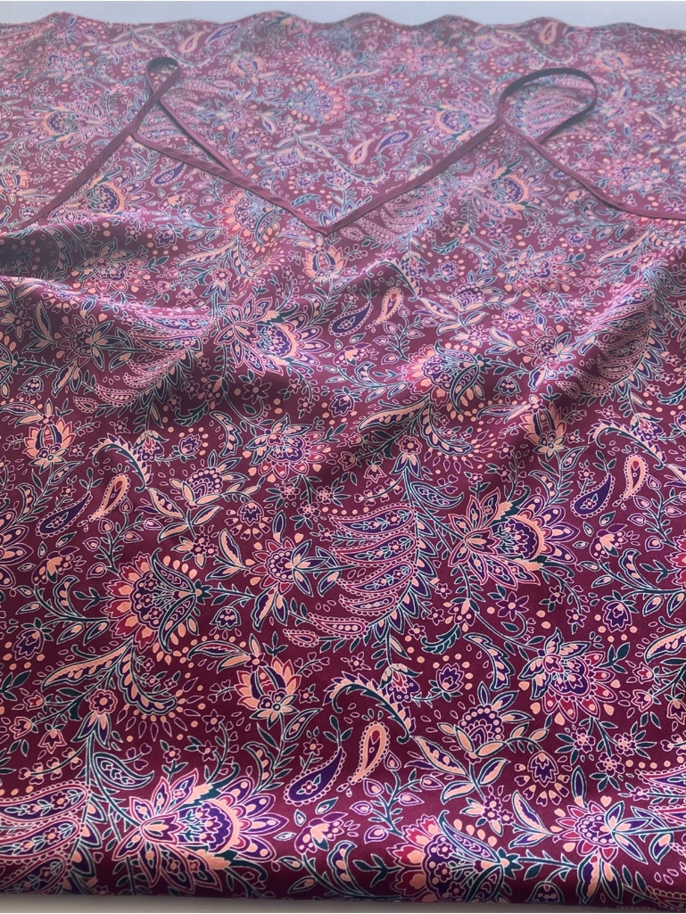 Vintage Versailles Satin Paisley Maxi Chemise Nightgown Slip Dress Burgundy M - Picture 7 of 9